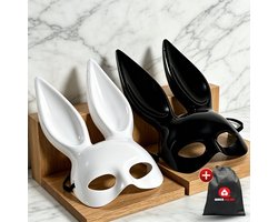 Quick Relief Bunny Masks - Erotisch Masker - Konijn Maskers - Gemaskerd Bal - Carnavals Masker - 2 stuks (Zwart/Wit)
