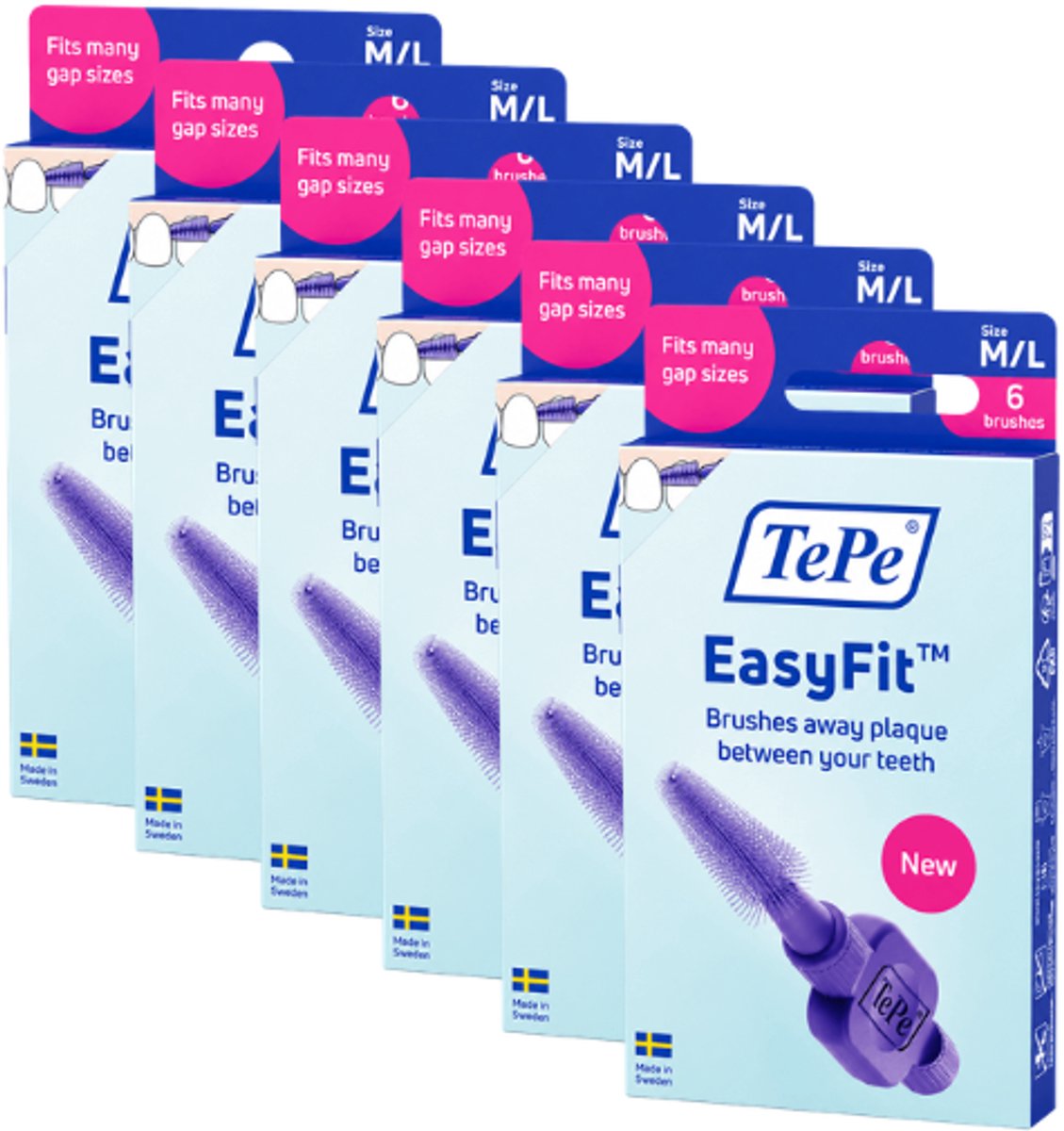 TePe EasyFit Interdentale Ragers Maat M/L Paars - 6 x 6 stuks