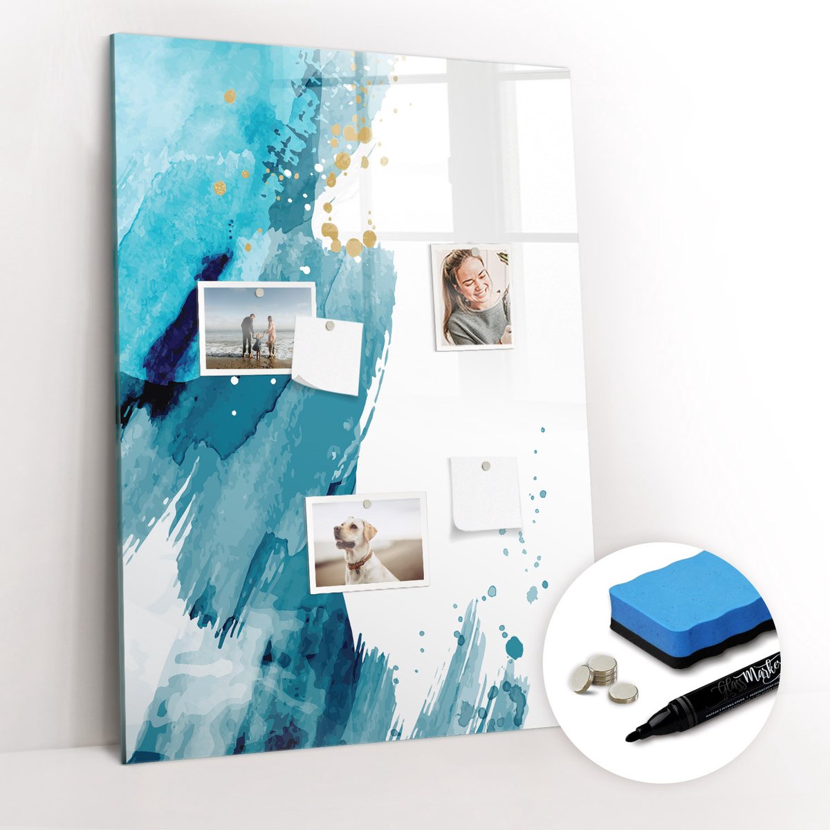 Tulup Whitebord - Schilderen - 70 x 100 cm - Blauw Magnetisch Bord Kind - Gratis 5 Sterke Magneten + Whiteboard Marker & Wisser - Wanddecoratie Kantoor - Magneetbord Foto - Ideeënbord Thuiswerkplek