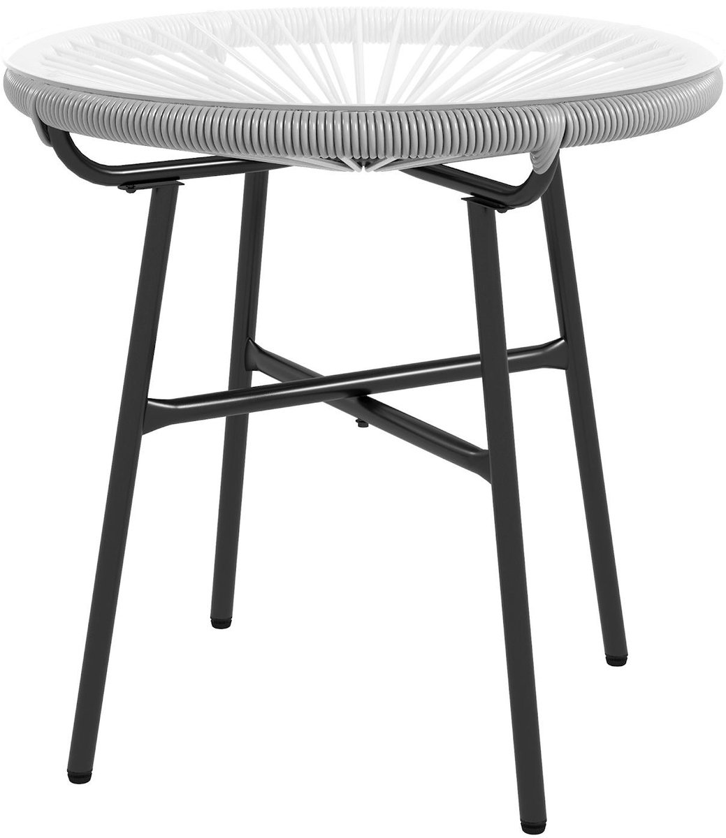 Boho Rattan Salontafel – Handgevlochten Bijzettafel met Gehard Glazen Blad voor Tuin, Terras of Veranda
