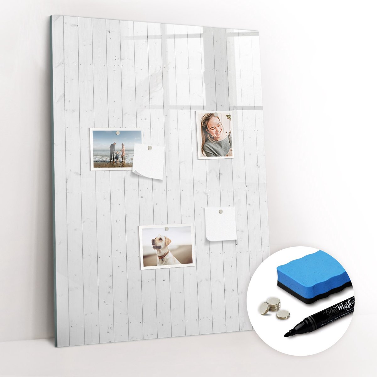 Tulup Whitebord - Natuurlijk hout - 70 x 100 cm - Wit Magneetbord Design - Gratis 5 Sterke Magneten + Whiteboard Marker & Wisser - Minimalistisch Prikbord - Magnetisch Bord Kind - Planning Muur