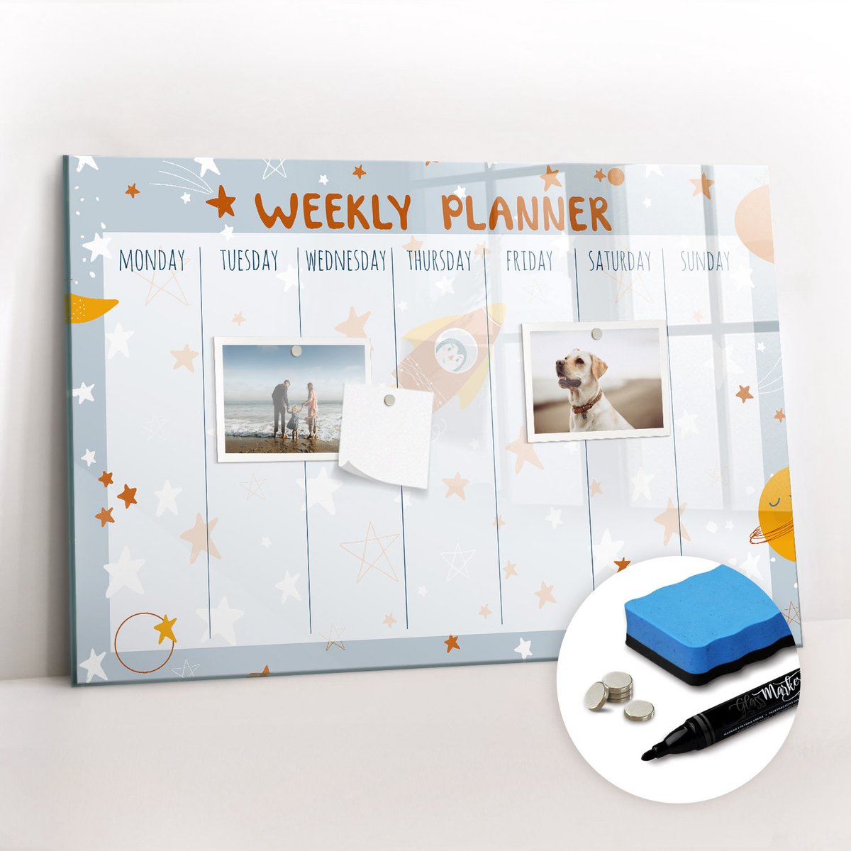 Tulup Whitebord - Weekplanner - 60 x 40 cm - Wit Magneetbord Muur - Gratis 5 Sterke Magneten + Whiteboard Marker & Wisser - Organizer Muur - Magneetbord Muur - Notitiebord Werkplek