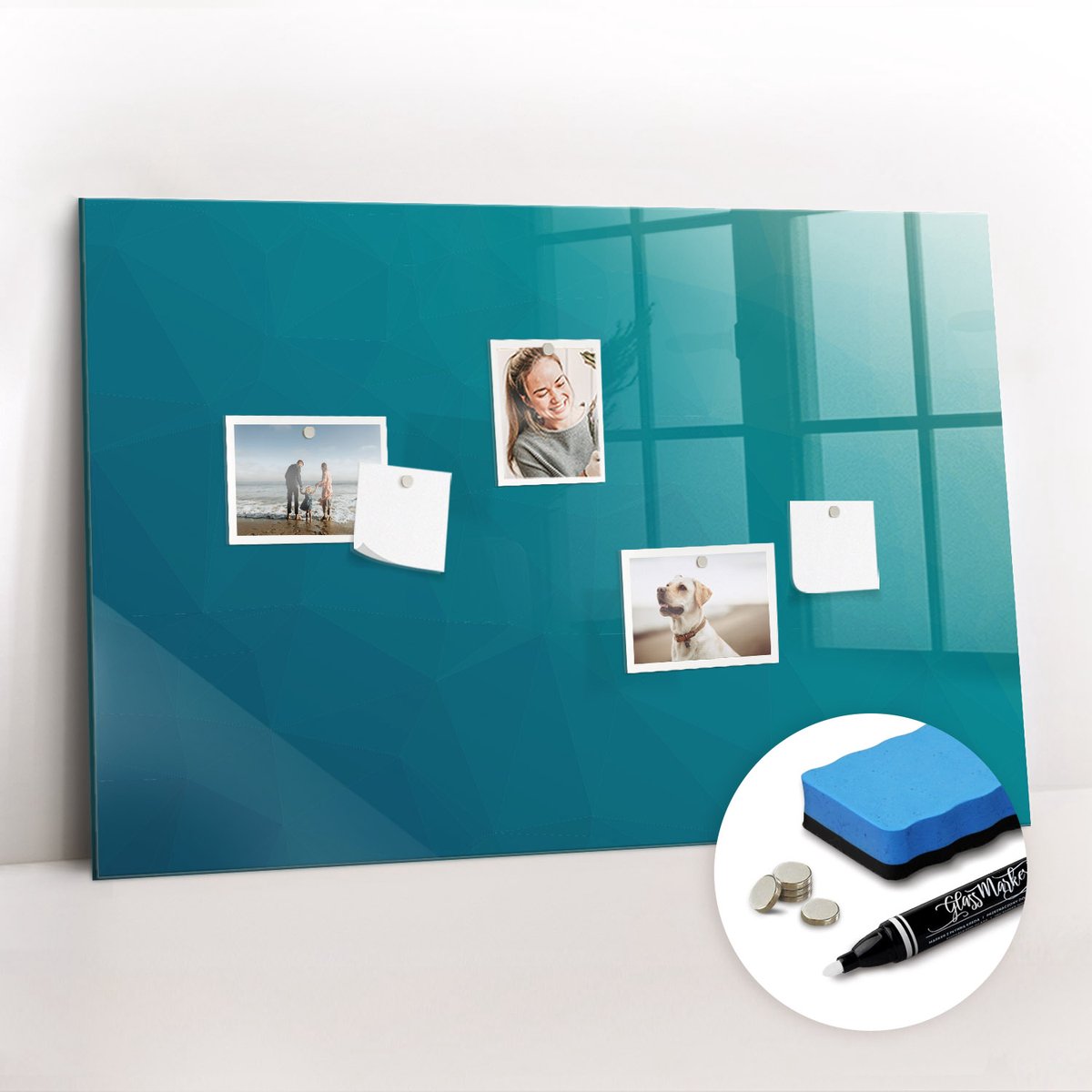 Tulup Whitebord - Mariene abstractie - 90 x 60 cm - Turkoois Magnetisch Bord Kind - Gratis 5 Sterke Magneten + Whiteboard Marker & Wisser - Wanddecoratie Kantoor - Magnetisch Bord Kind - Productiviteit Tools