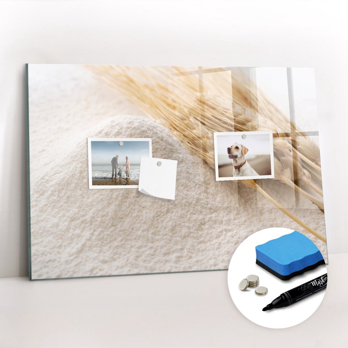 Tulup Whitebord - Meel - 60 x 40 cm - Wit Magneetborden voor vakantiemagneten - Gratis 5 Sterke Magneten + Whiteboard Marker & Wisser - Moderne Wanddecoratie - Magnetic Board - Organiseer Je Bureau