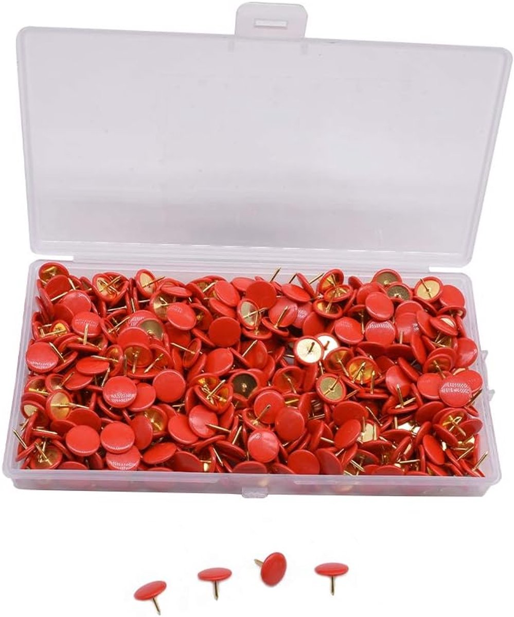 Pak van 500 Punaises Gekleurd - 10 x 9 MM Duimspijkers Push Pins voor Muurkaarten, foto's - Diverse Kleuren - ShopVlot