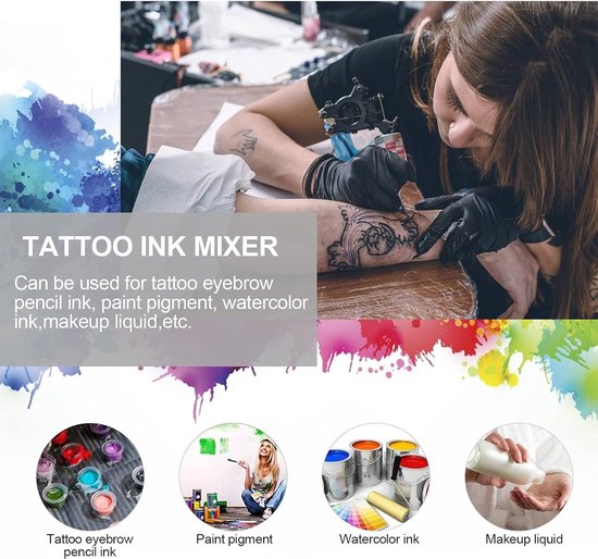 Pigment Mixer - Inkt Blender - Tattoo Kleuren Mengen - Elektrische Bediening - 5 Stuks Sticks - Wit — afbeelding 5