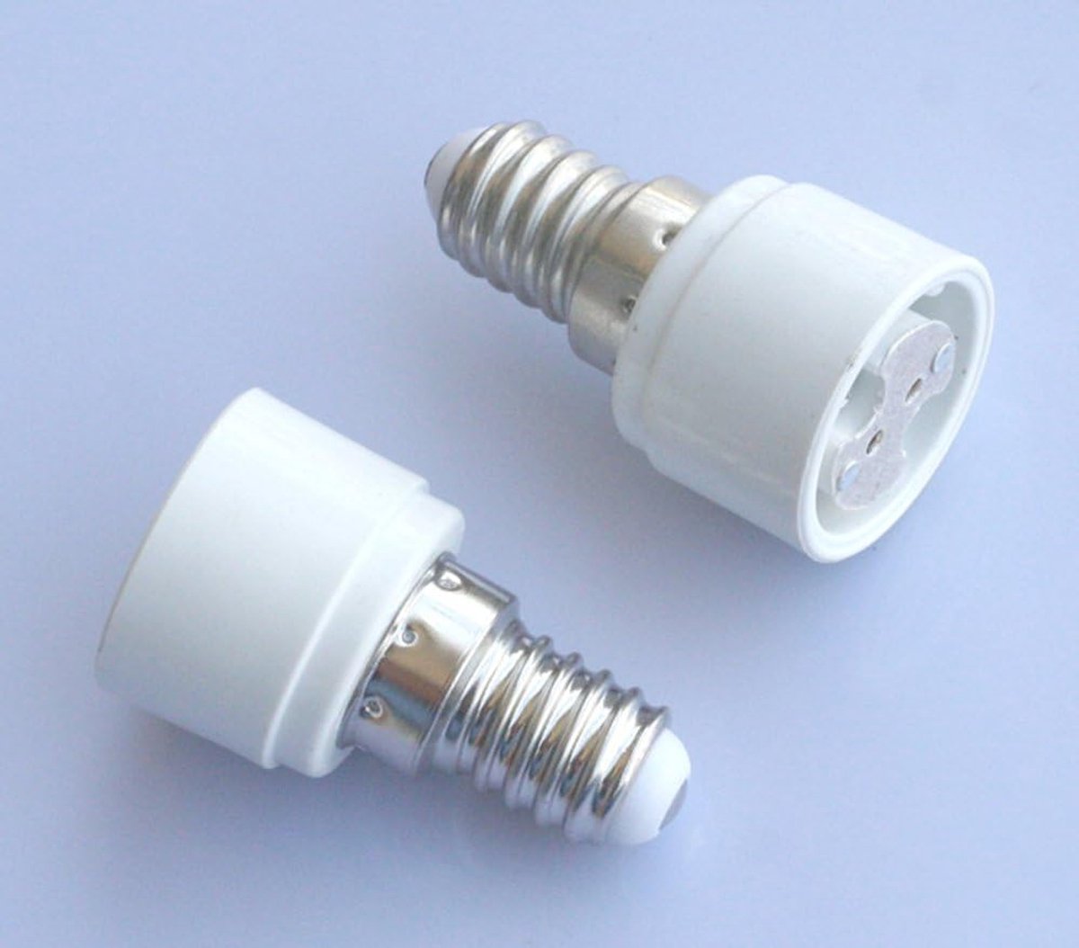 SnelShoppen - 2x E14 naar G4 MR16 GU5.3 GU4 Fitting Adapter Converter voor LED of Halogeenlamp, Geschikt voor Alle Spanningen, Plastic en Aluminium, P