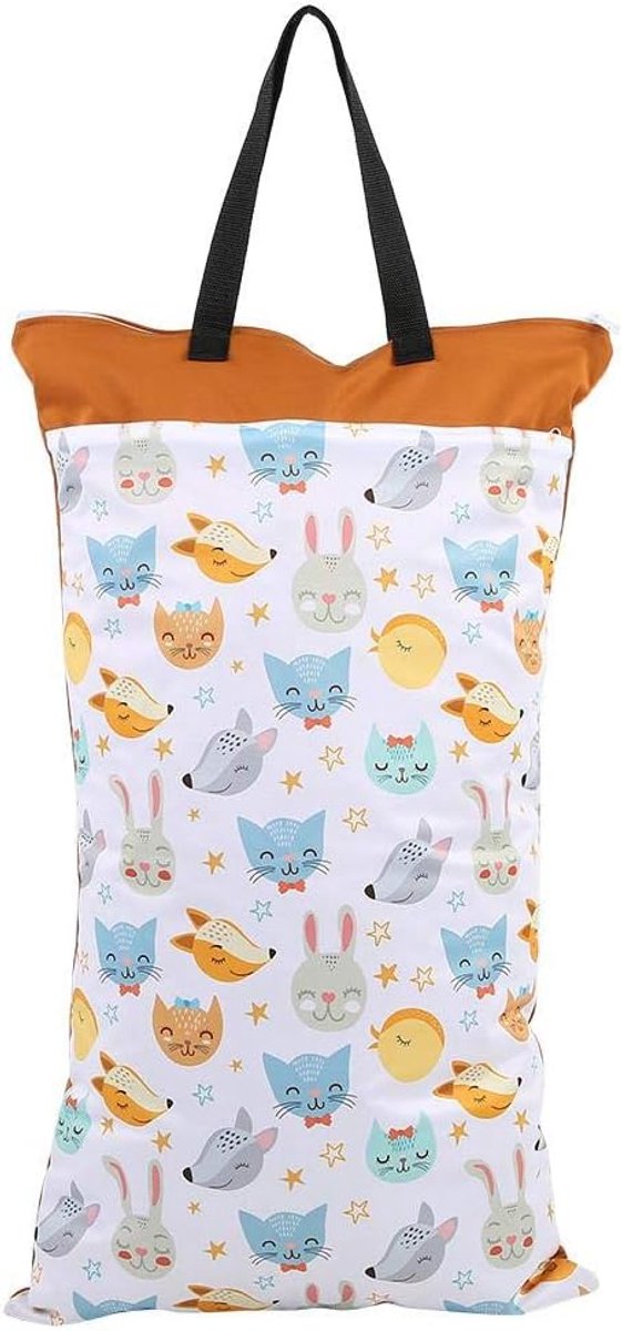 SnelShoppen - Grote Hangende Waterdichte Herbruikbare Wasbare Baby Stoffen Luierentas met Dubbele Ritszakken voor Droge en Nat Items, Perfect voor Kin
