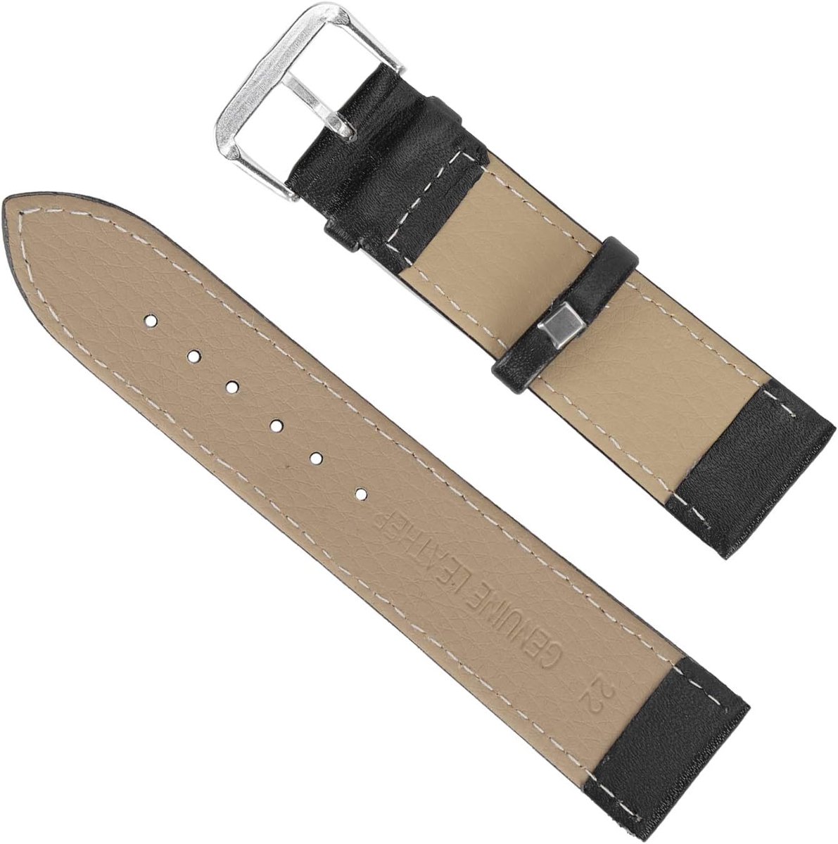 SnelShoppen - Comfortabele PU Leren Horlogeband 22mm Zwart - Duurzaam, Universeel en Geschikt voor Horlogeherstel Workshop