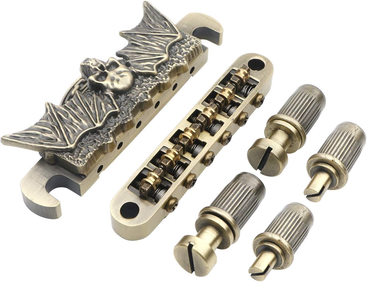 1 Set Bronze 6 String Guitar Roller Saddle Tune-O-Matic Bronze Bridge Tailpiece for LP Electric Guitar Replacement - ShopVlot