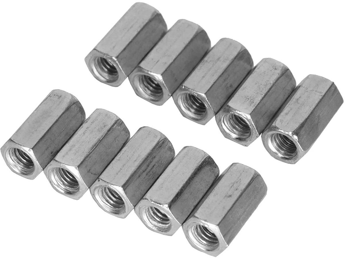 SnelShoppen - M6 Gegalvaniseerde Moeren en M6 Gegalvaniseerde Draadstangen Set 10 Stuks met Binnen draad voor Mechanische Toepassingen 18mm Geschikt v