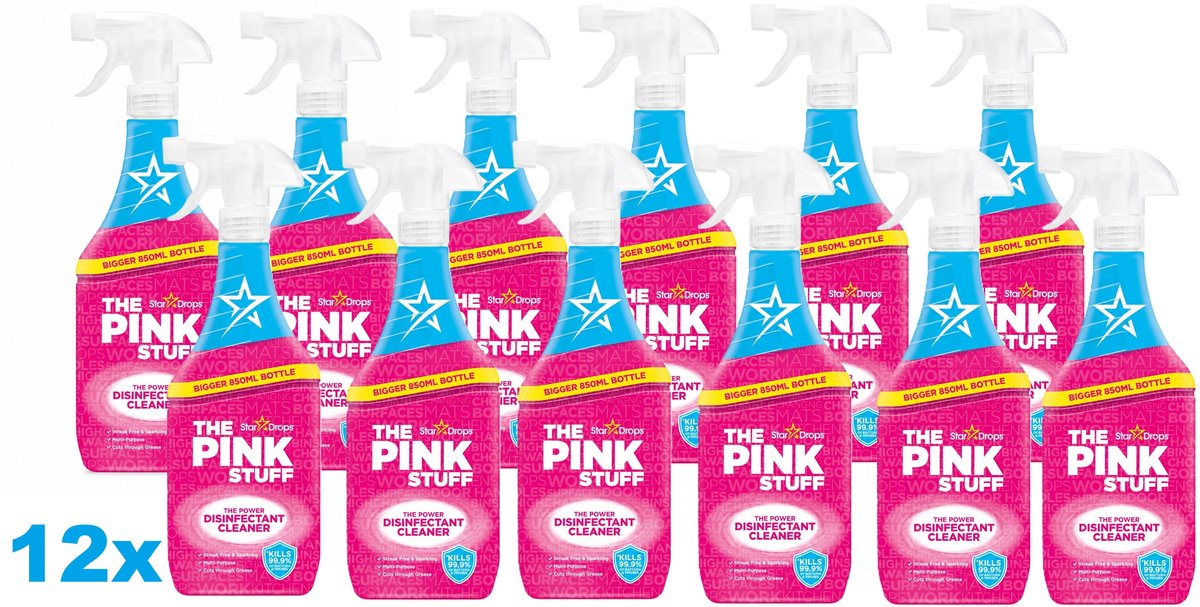 The Pink Stuff Disinfectant Cleaner Spray – 12 x 850 ml – Allesreiniger & Desinfecterende Spray –