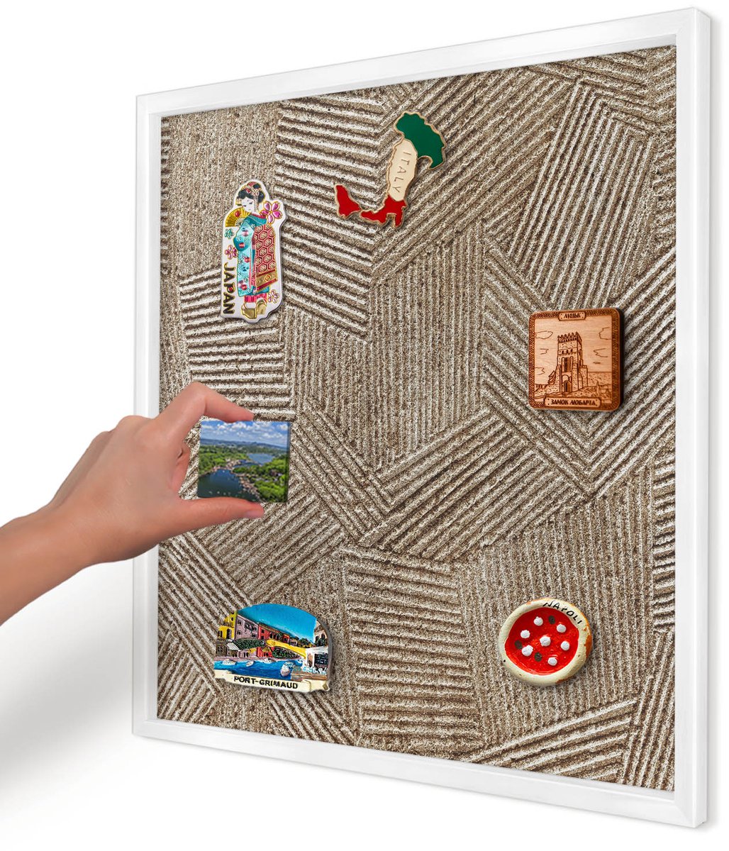 Artprintcave Beige Magneetbord mit Witte Lijst - 50x50 cm - Geometrisch Patroon Magneet Bord mit Frame - Geometrische Notitiebord - Achtergronden En Patronen