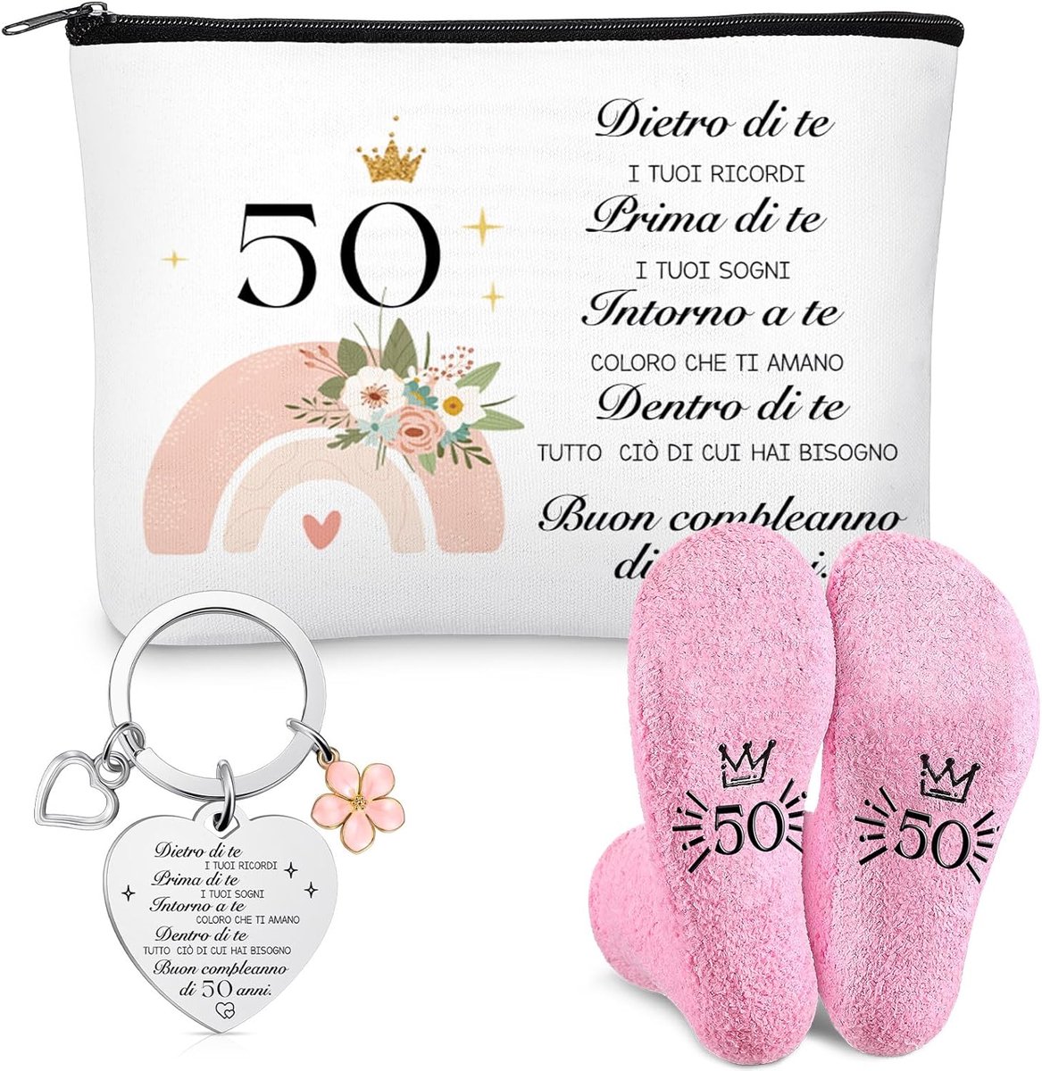 SnelShoppen - Verjaardagscadeau voor Vrouwen, Make-up Tas, Sokken en Sleutelhangers voor Vrouw, Moeder, Grootmoeder, Dochter, Zus, Vriendin, Luxe 50st