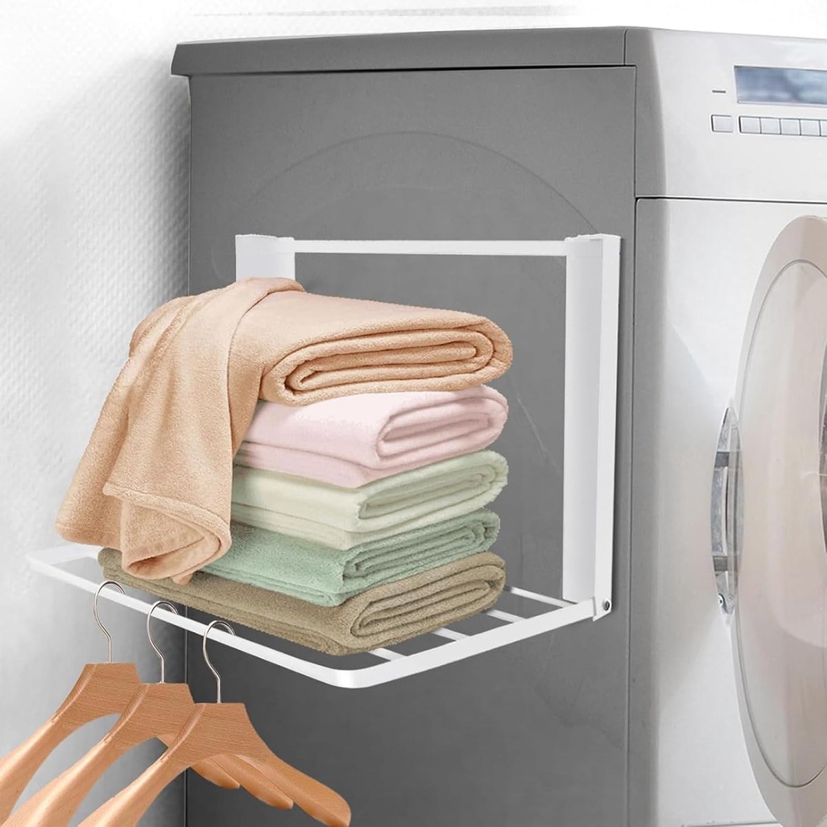 SnelShoppen - Magnetische Houder voor Wasmachine en Droger - Vouwbare Universele Houder met Wasrek - Ruimtebesparend voor Bovenop Wasmachine