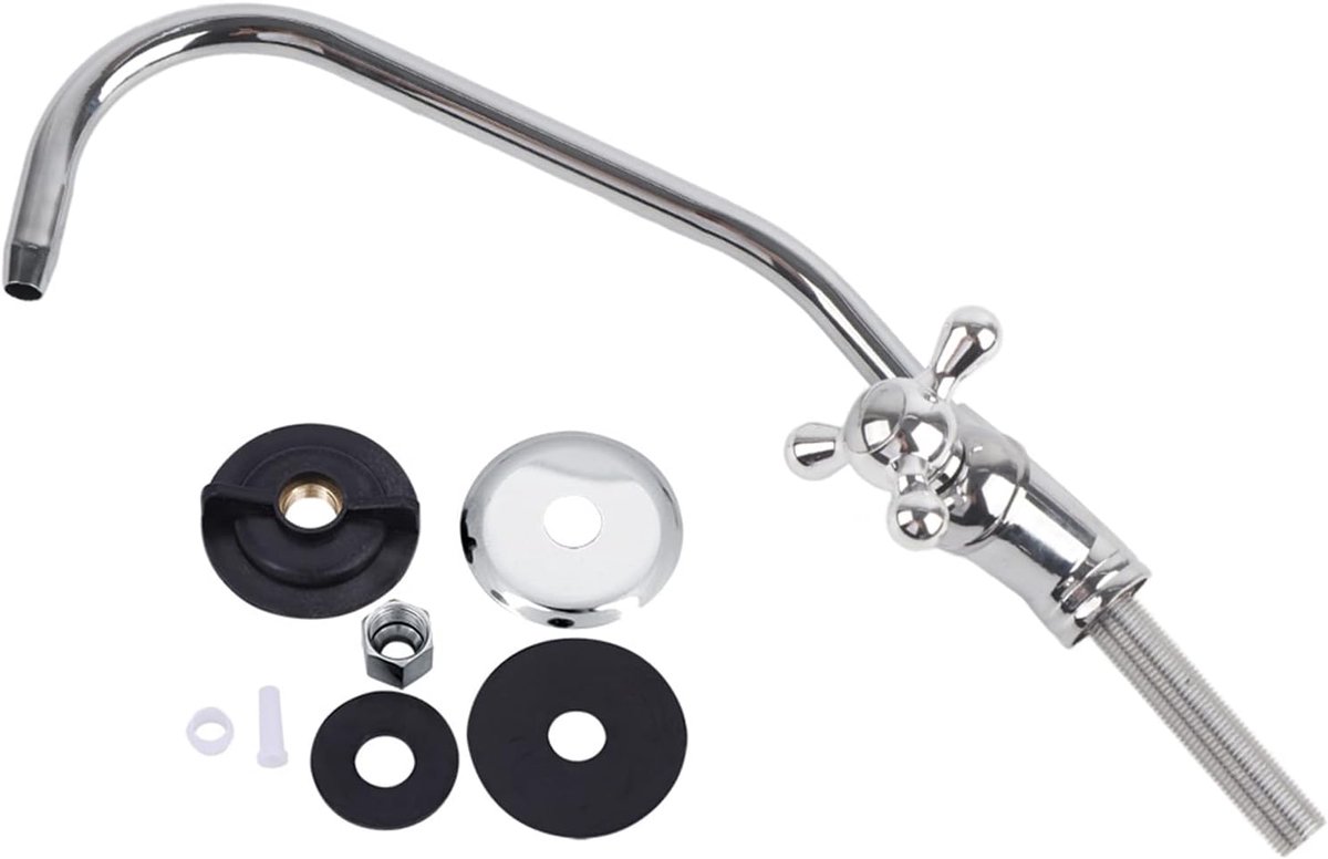 1/4" Neck Kitchen Faucet, Gooseneck Faucet 28cm Zinc Alloy Chrome Reverse Osmosis Faucet Kitchen Sink Faucet 360 - ShopVlot