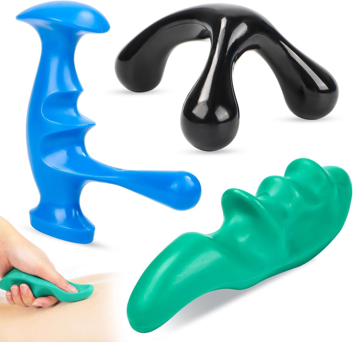 Thijox - 3 Stuks Triggerpoint Massageapparaat voor Nek en Rug, Ergonomisch Ontwerp, Effectieve Rugmassage, Ideaal voor Ontspanning en Verlichting van