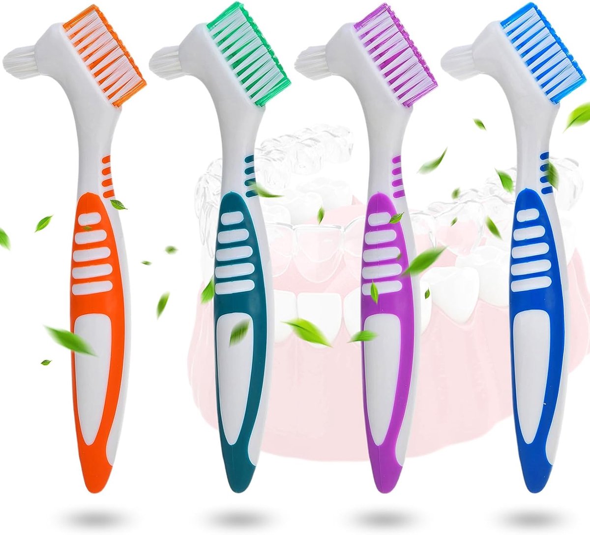 4 Pcs Toothbrushes, Prostheses, Toothbrushes, Cleaning Brush, Double Brush Head, False Toothbrush, Multi-layer - ShopVlot