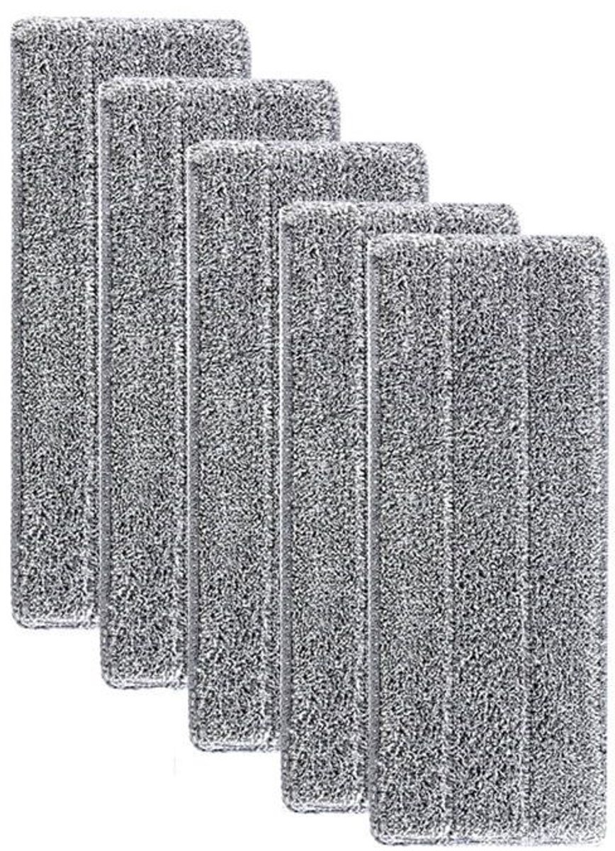 LISM-Een set van 5 platte microvezel dweilkoppen (33x12 cm per stuk), vervangbaar voor zowel droge als natte dweilkoppen, compatibel met diverse modellen.