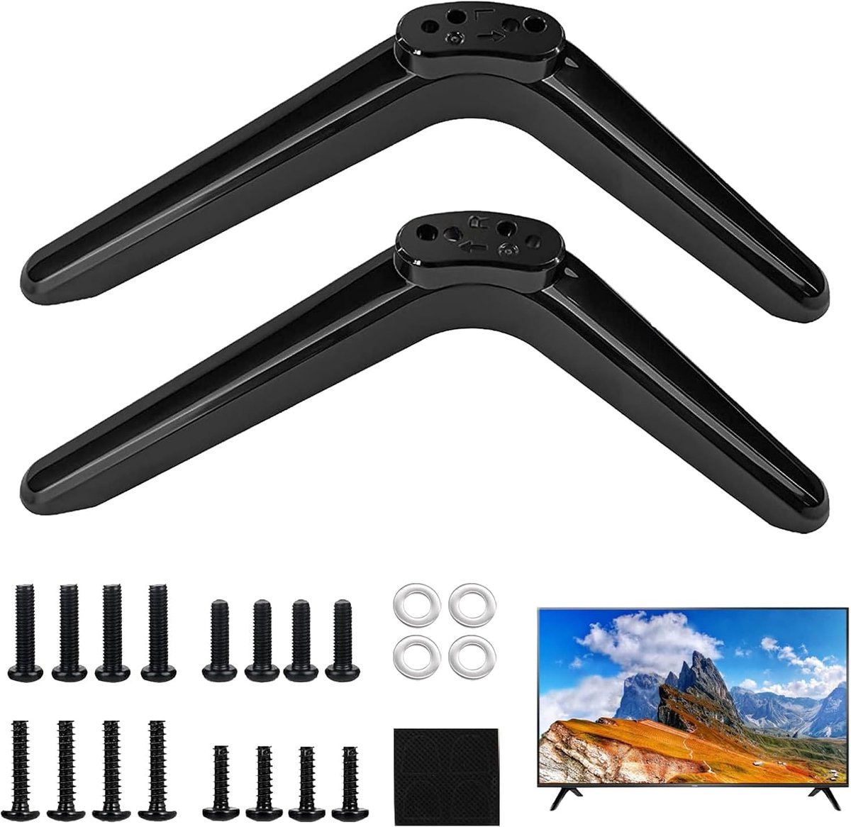 Universal TV Pedestal Legs Replacement Bracket with Mounting Kit for LED and Plasma Screens, Easy Installation - ShopVlot