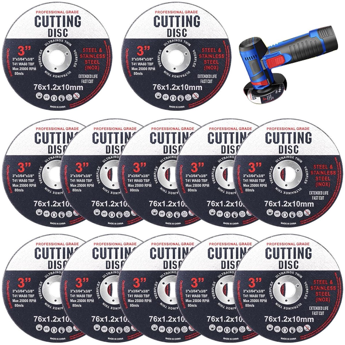 Snijdschijven 76 mm - zirconium gecoat - voor hout en metaal - efficiënt zagen - ShopVlot