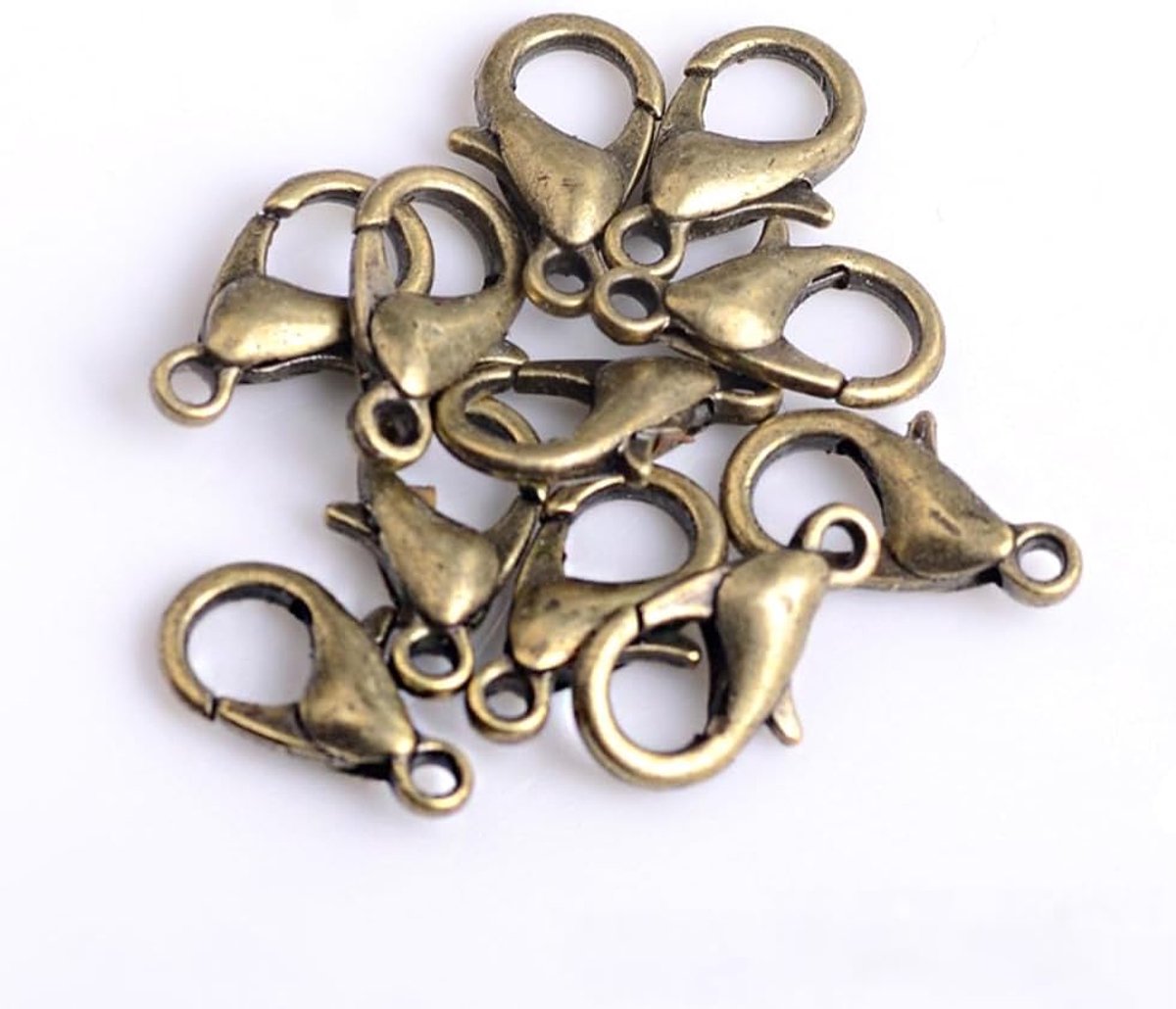 SnelShoppen - 100 Stuks Carabiner Haak Sleutelhanger Klem 18mm Metalen Klemmen Voor Ambachten Sleutelhangers Bronzen Kleur