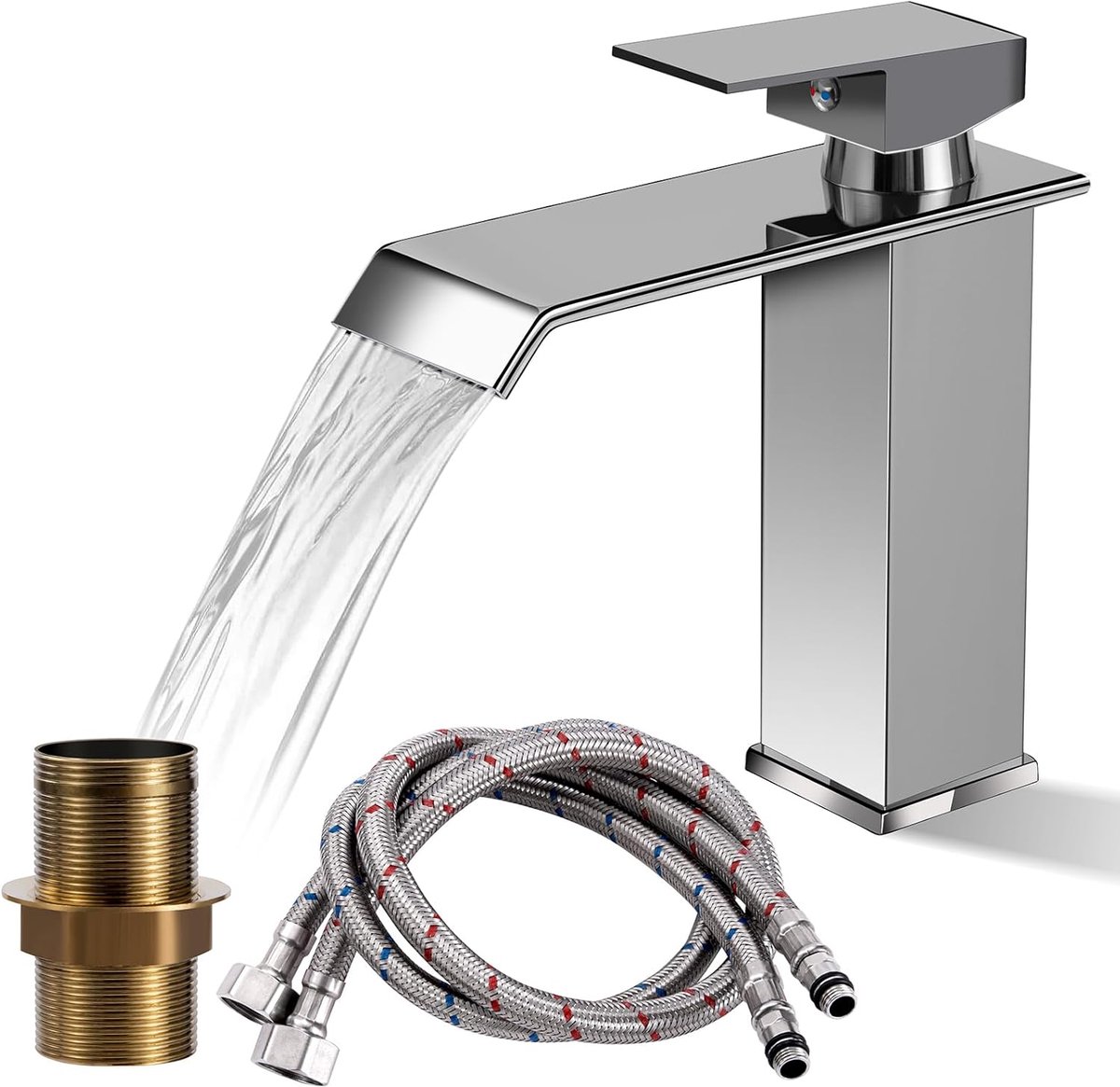 Faucet Stainless Steel Basin Single Hole Anti-Splashing Hot and Cold Adjustable Faucet Modern Bathroom Bathroom with - ShopVlot