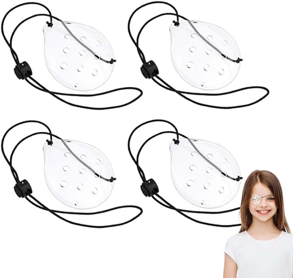SnelShoppen - 4 Stuks Transparante Porous Plastic Oogmasker met Inklapbare Ademende Oogbescherming voor Mannen en Vrouwen, Veilig en Comfortabel