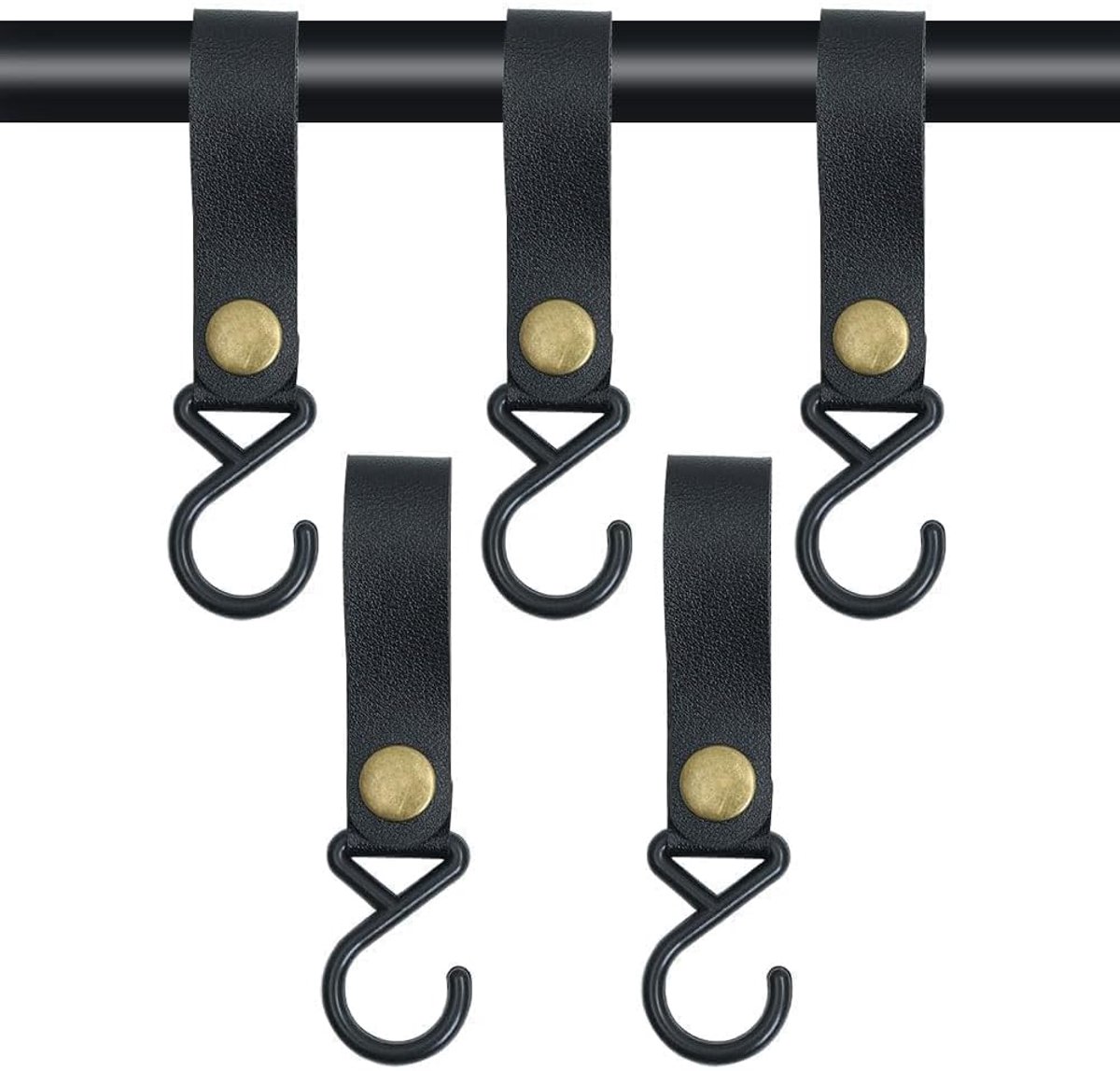 Pack of 5 S Leather Hooks, Camping Hooks, Metal Hanging Hooks, Multifunctional Hooks for Hanging Pots and Pans, Cloak - ShopVlot