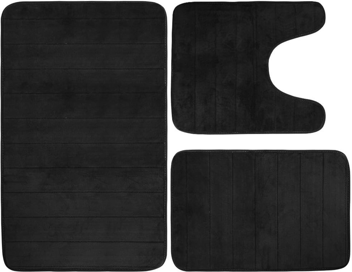 Omgoods - Set van 3 Antislip Badmatten, Wasbaar en Absorberend