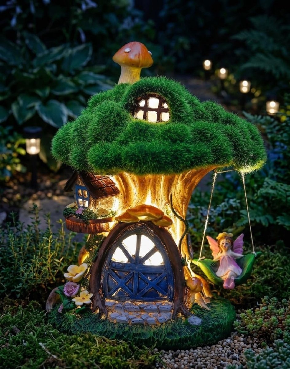 Omgoods - Tuinbeeld met Zonlicht en Schommelende Fee 13 cm