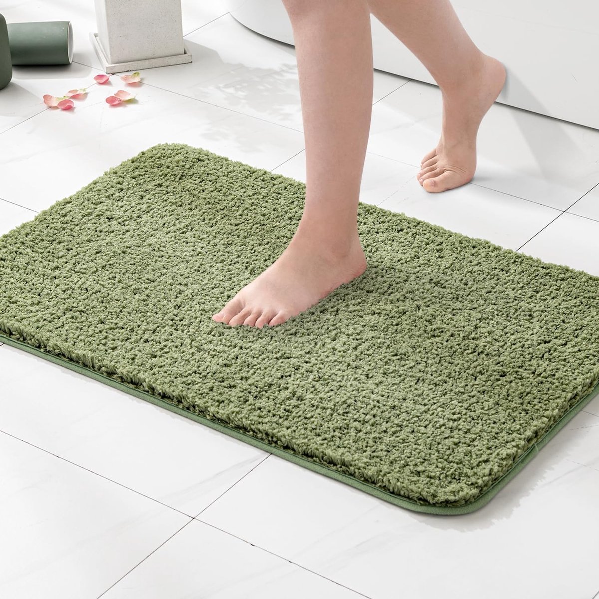 Omgoods - Antislip Badmat Absorberend en Wasbaar, 50x80 cm, Olijfgroen