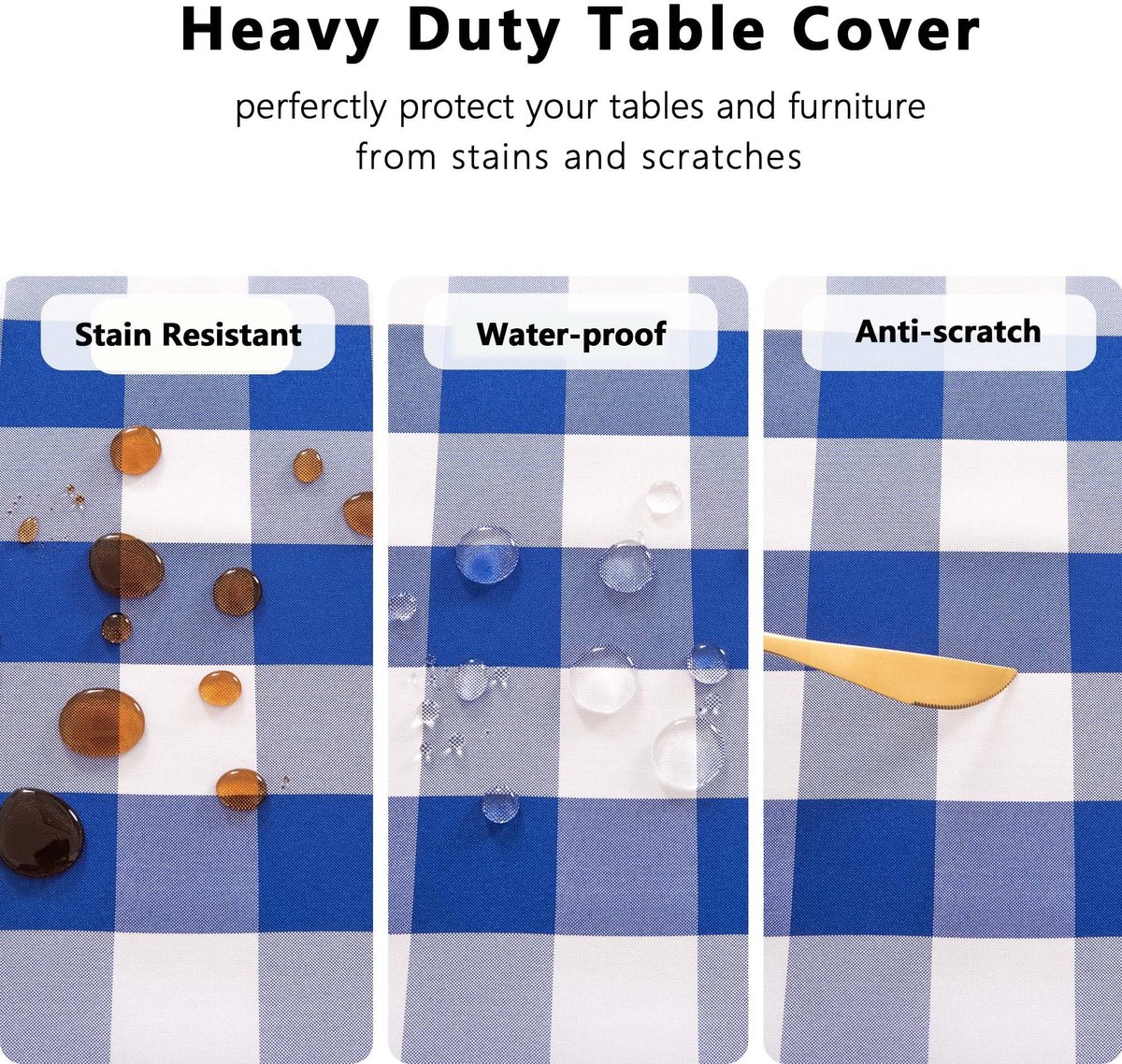 Omgoods - Waterdicht Tafelkleed 140 x 280 cm Blauw en Wit
