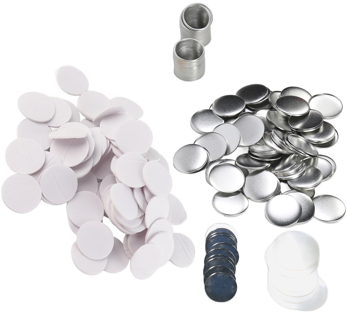 Omgoods- Badge 100 Sets - DIY Knoppen - Spiegelonderdelen - Metalen Ringen - Herbruikbaar - Voor Geschenken/Souvenirs - Knop