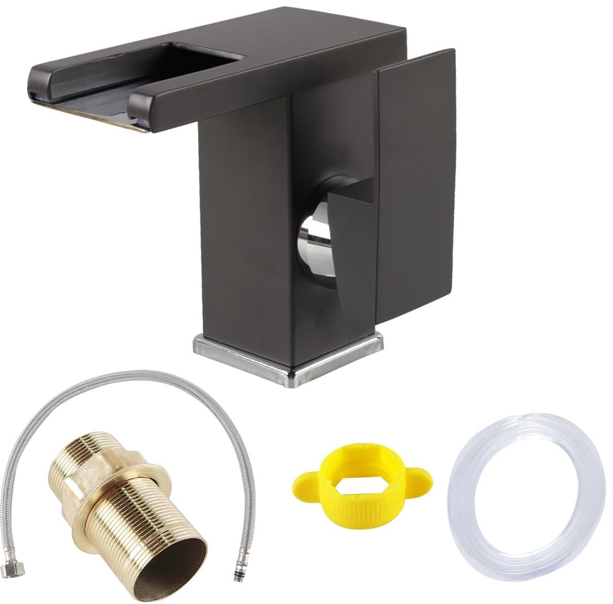 Omgoods - Donkergrijze Badkraan met Watervaluitloop en Verlichting