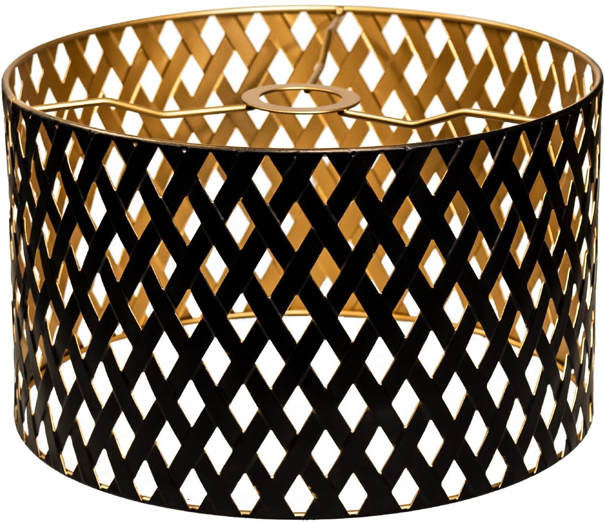 Omgoods - Moderne Lampenkap Rond Zwart Goud met Geometrisch Patroon 30 cm