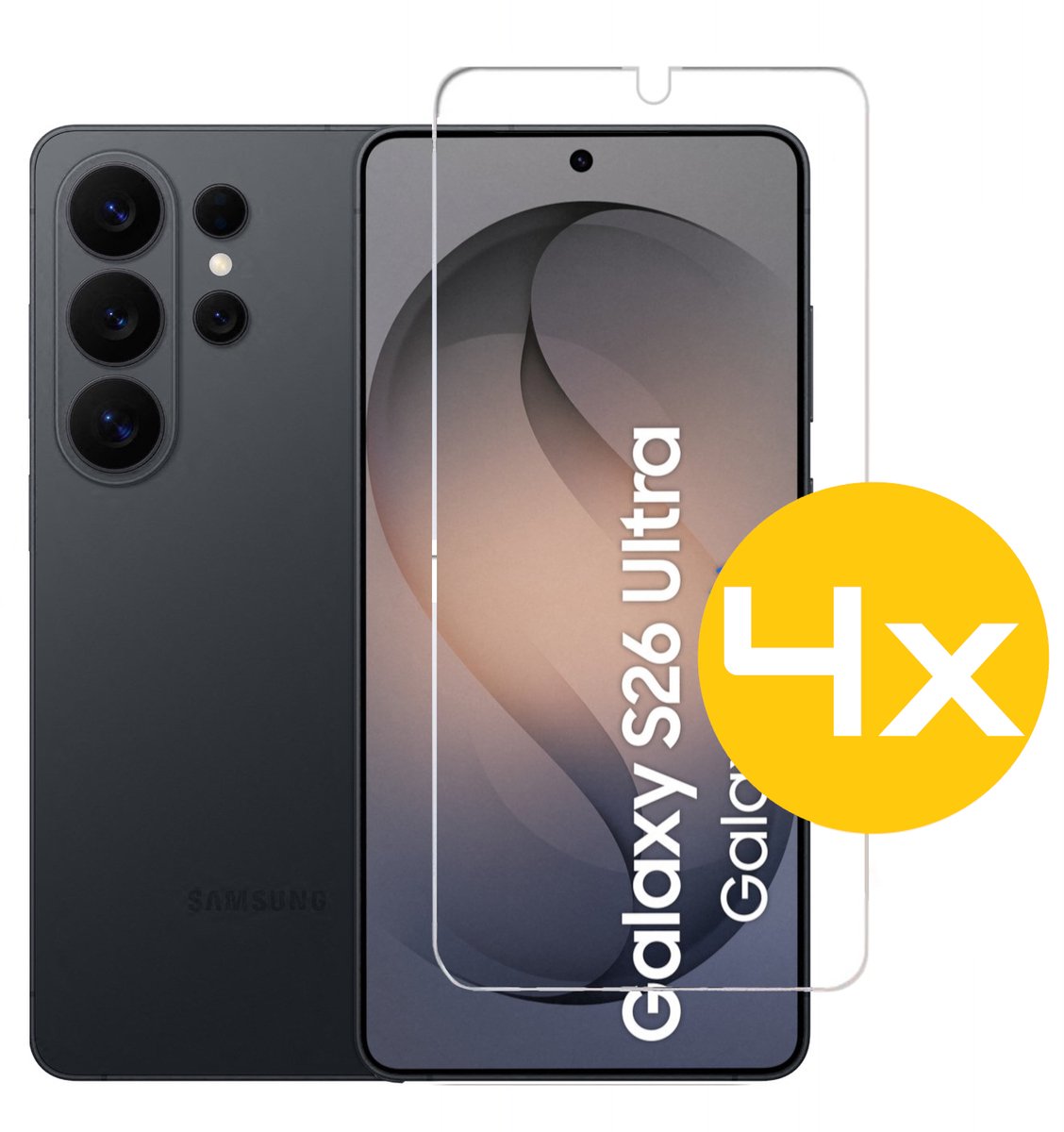 Screenprotector Geschikt Voor Samsung Galaxy S26 Ultra - Glasplaat - Tempered Glass - 4 Stuks