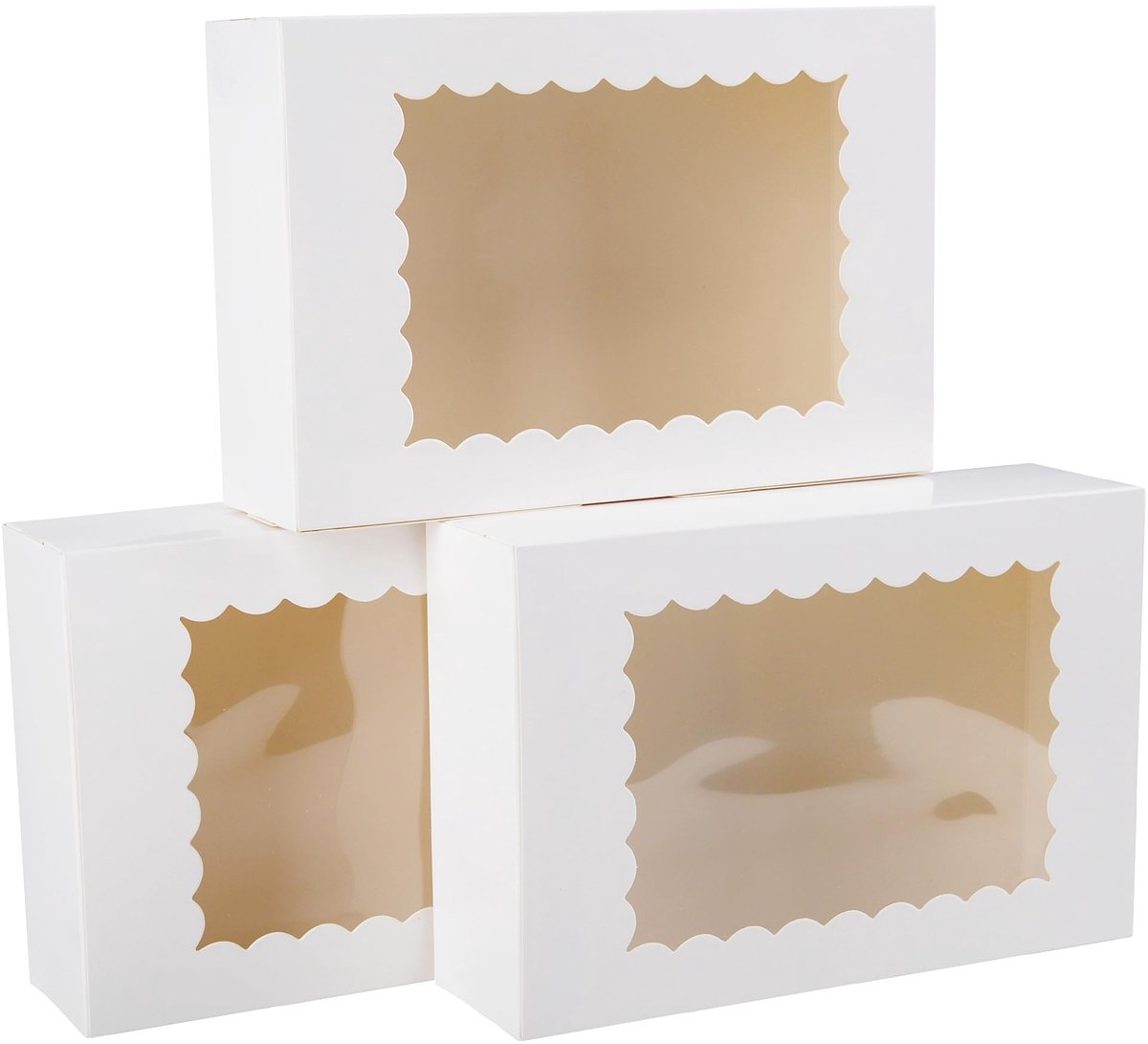 Omgoods - Set van 24 Witte Koekdozen met Doorzichtige Raam