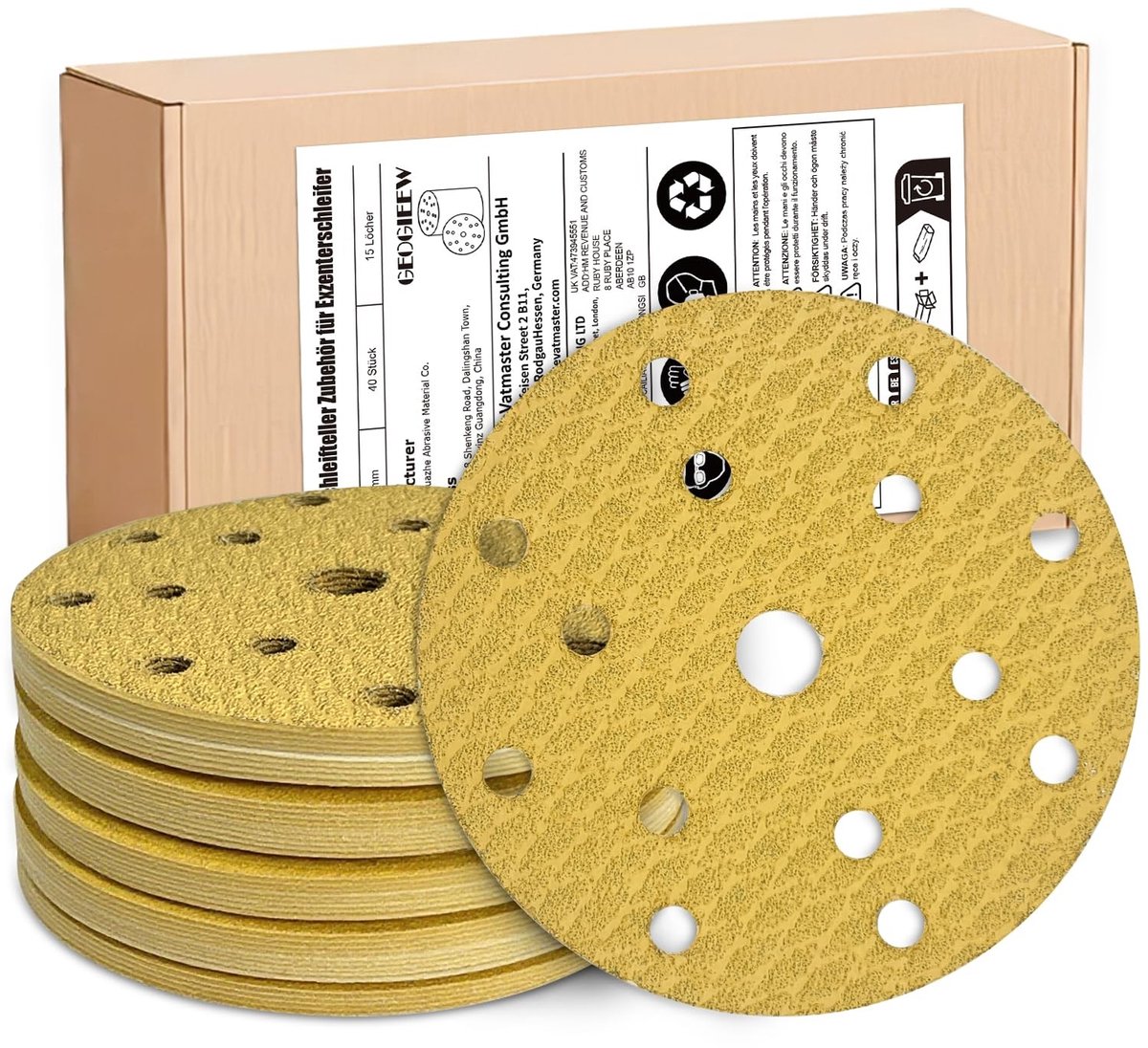 Omgoods- Schuurschijven 150 mm - 40 Stuks - Klittenband - Aluminiumoxide - Latex Papierbasis - Geschikt voor Bosch Schuurmachines - Schuurpapier