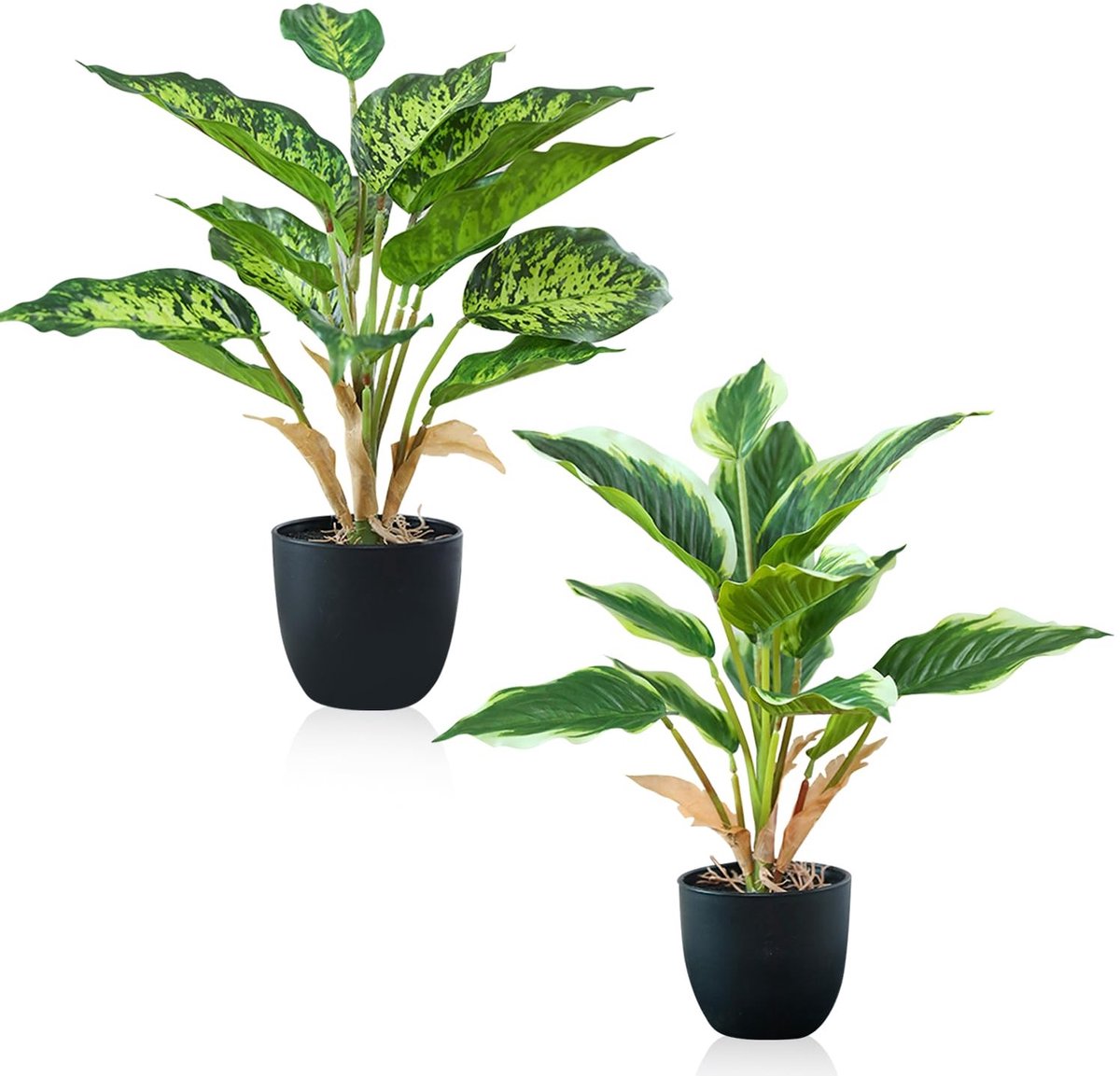 Omgoods - Set van 2 Kunstplanten - Monstera Kunstplant in Pot voor Binnengebruik