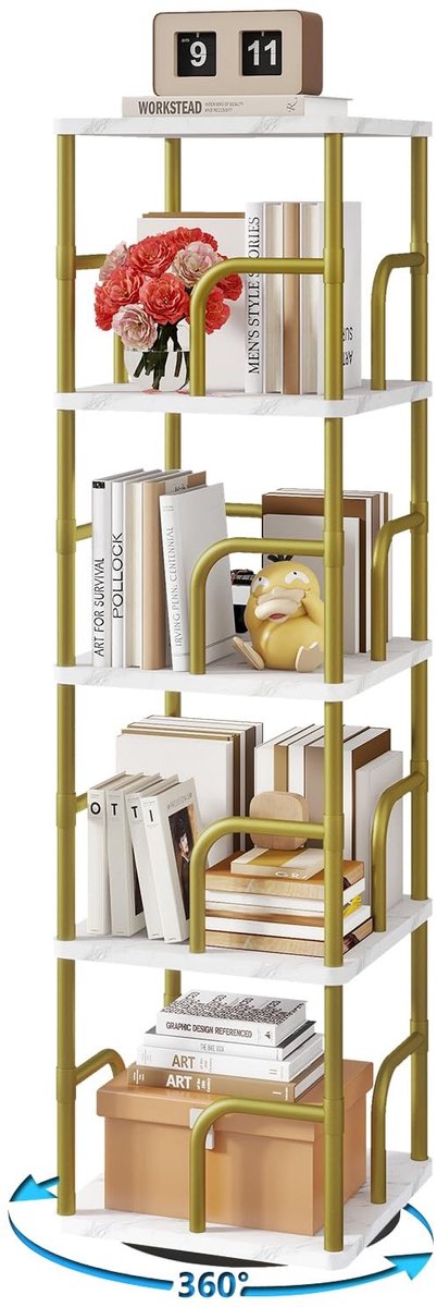 Omgoods - Vijflaagse Rotating Boekenplank voor Veelzijdige Opslag