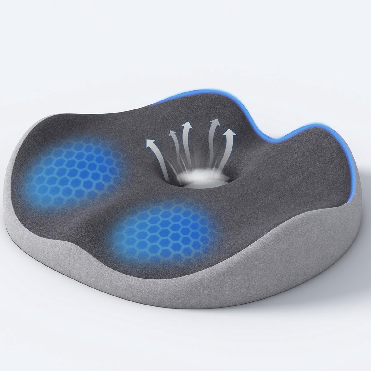 Omgoods- Donut Zitkussen - Orthopedisch Kussen voor Aambeien - Traagschuim - Verstelbare Split-Uitsparing - Antislipbodem - Ademend en Wasbaar