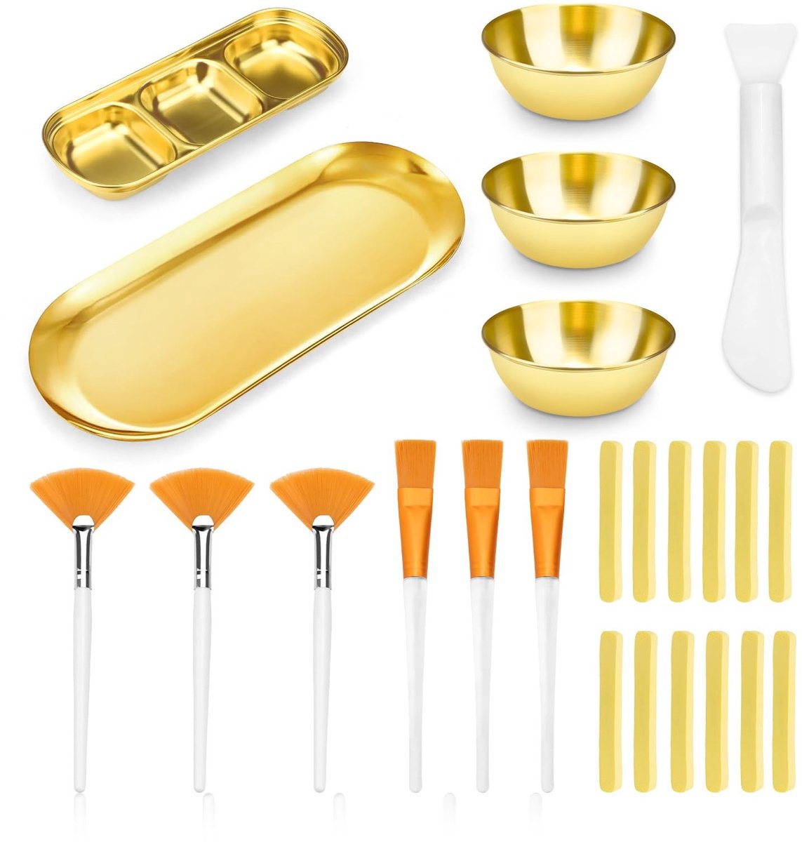 Omgoods - 24-delige Set Met Kommen en Kwasten voor Cosmetica