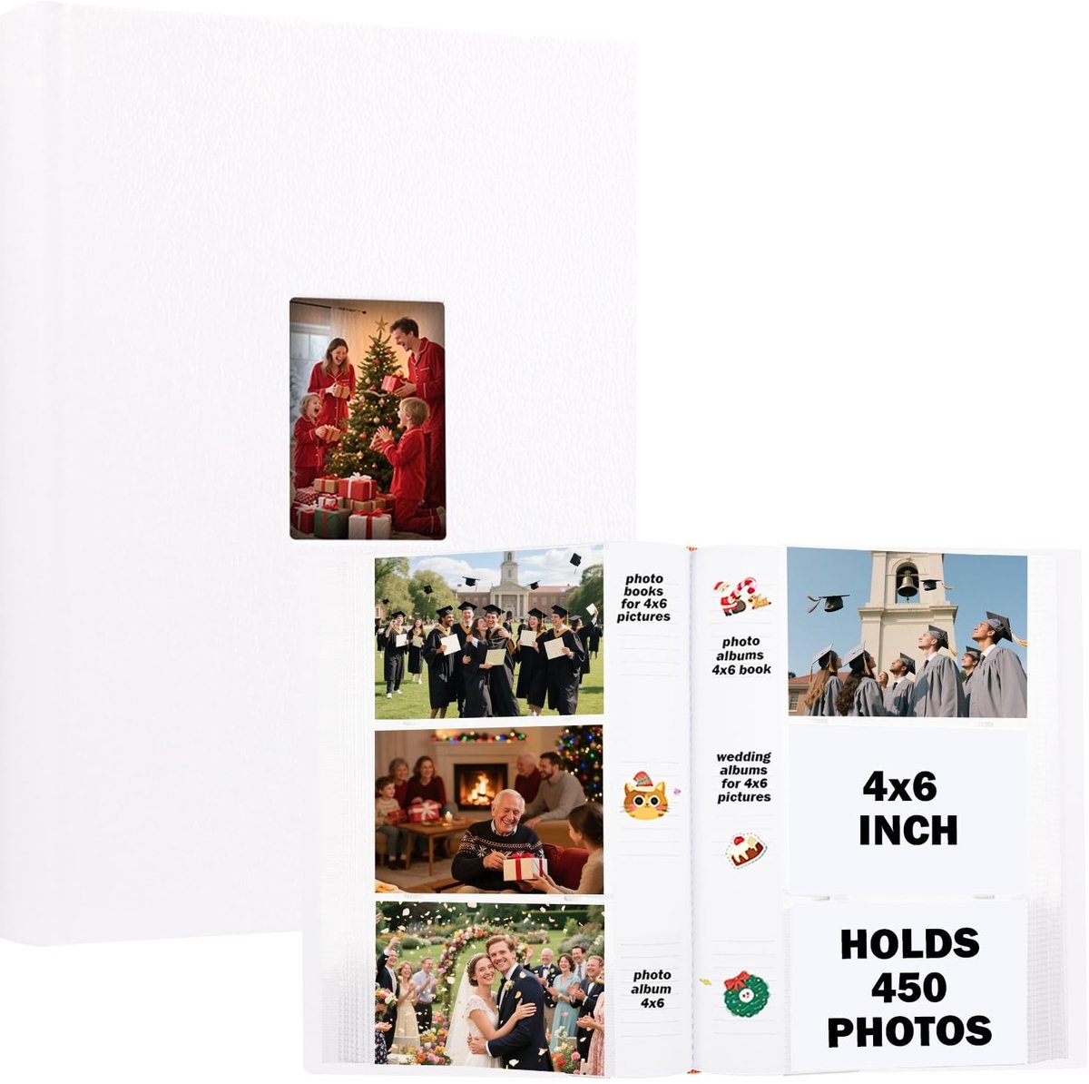 Omgoods - Fotoalbum 15x10cm voor 450 Foto's met Schrijfruimte, Wit