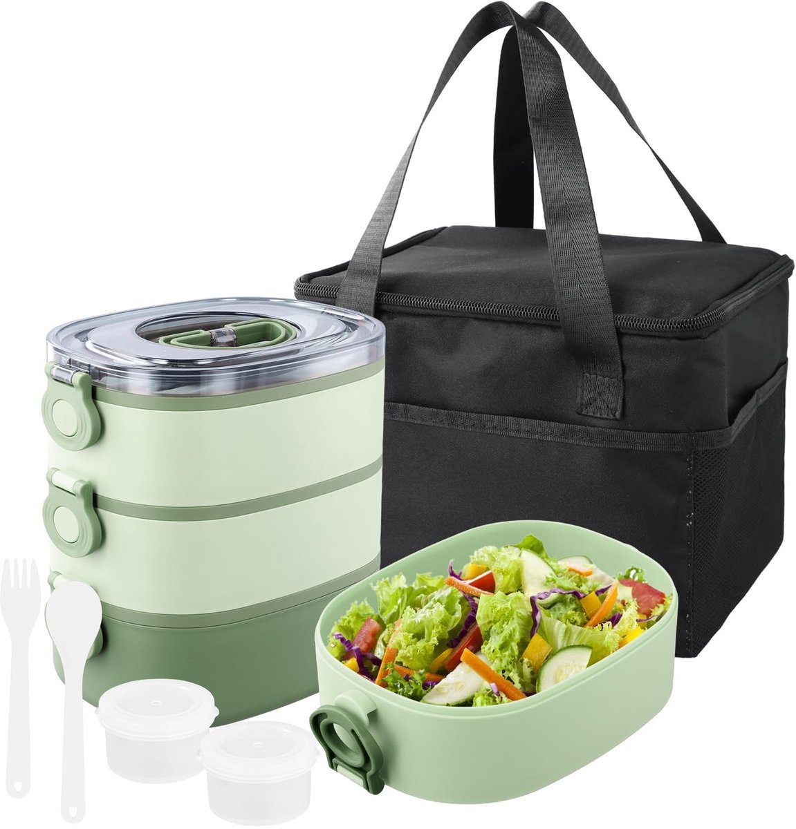 Omgoods - 3-in-1 Lunchbox met Bestek en Zak, 2800 ml