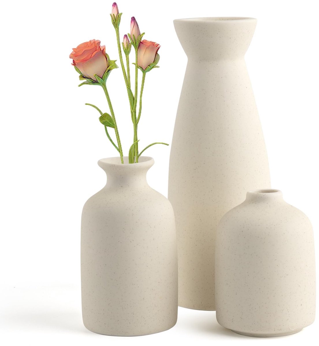 Omgoods - Set van 3 Handgemaakte Keramische Vazen voor Decoratie