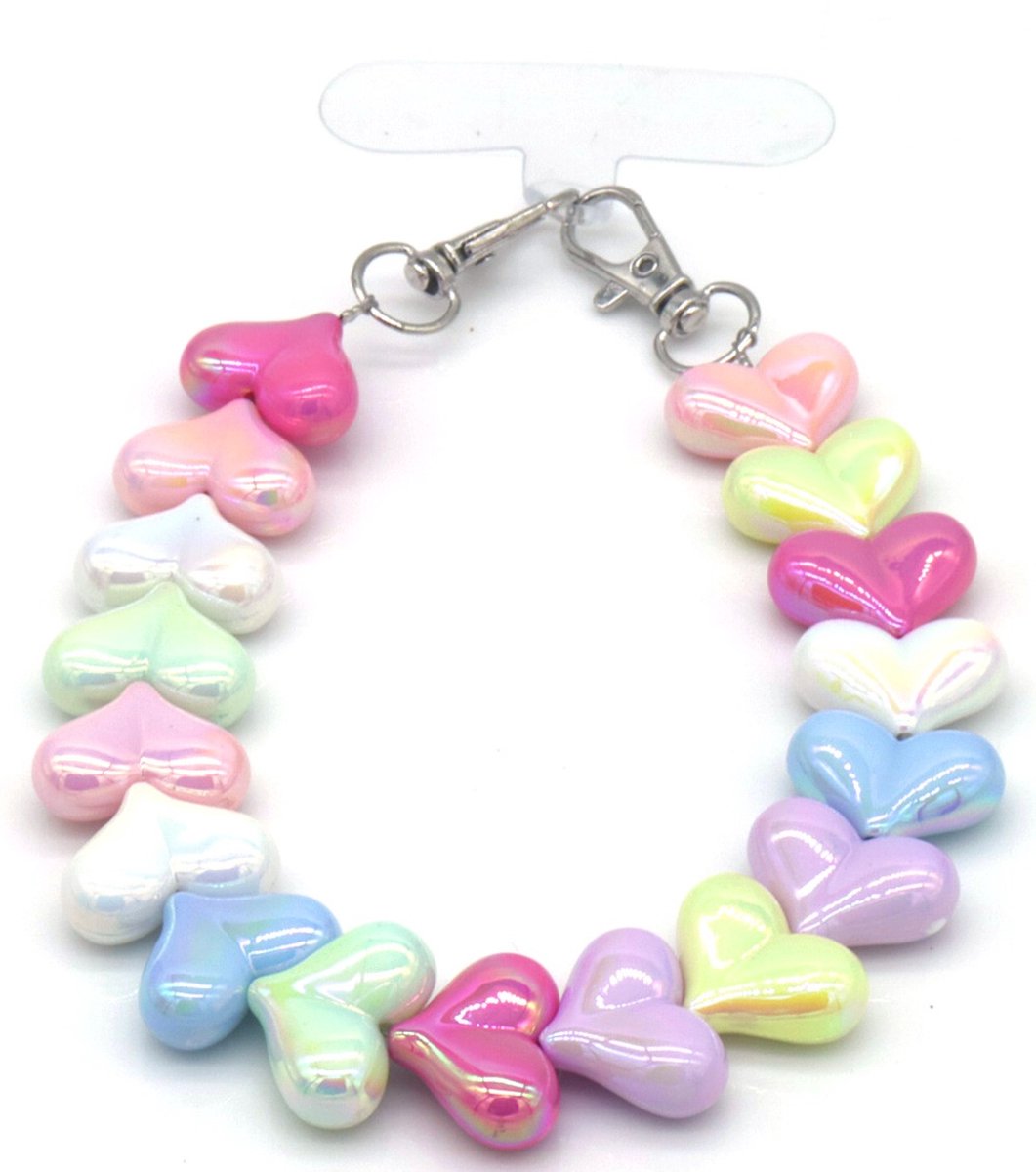 Telefoon ketting - hartjes multicolour - telefoonaccesoires - telefoonhanger