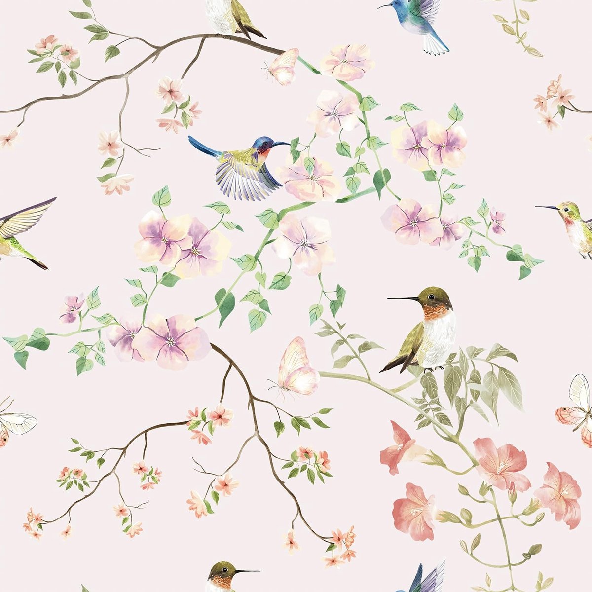 Omgoods - Zelfklevend Retro Behang met Vogels