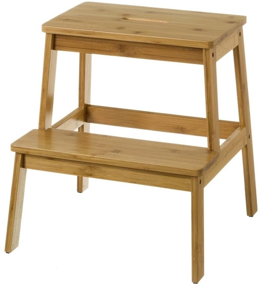 Omgoods - Houten Kruk met 2 Hoogtes en Natuurlijke Afwerking