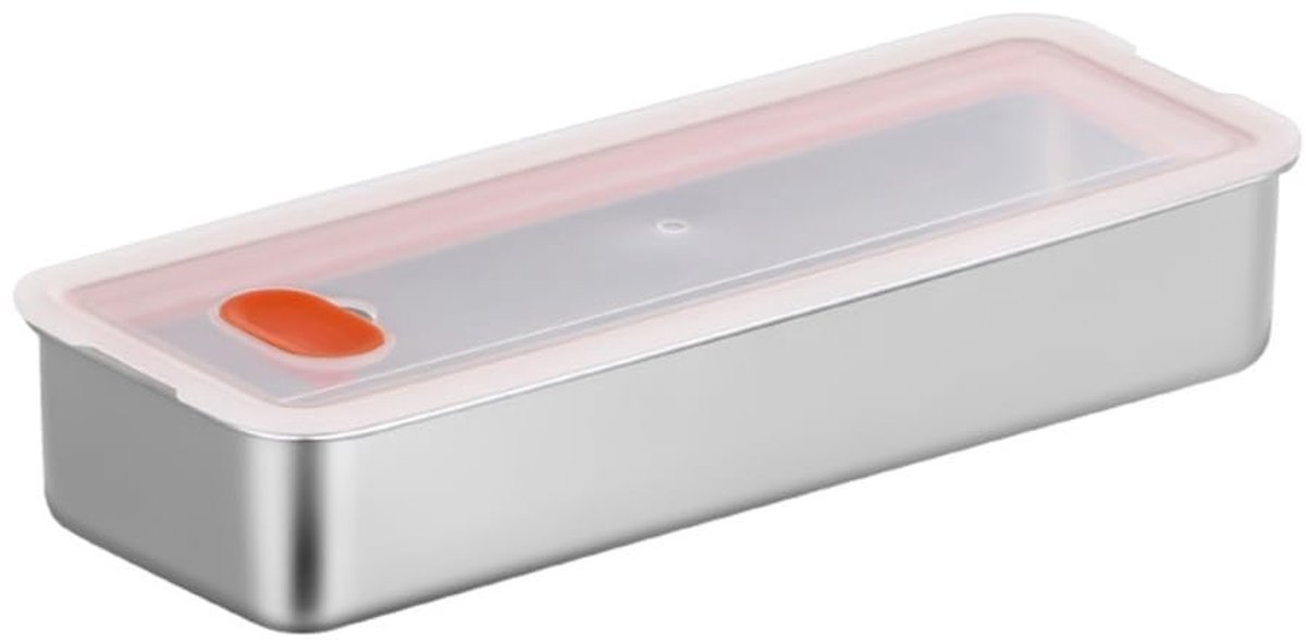 Omgoods- Voedselcontainer Luchtdicht - Roestvrij Staal - 1-delige Bakplaat - 26,5 x 10 x 4,6 cm - Antiaanbakontwerp - Corrosiebestendig - Opslagbak